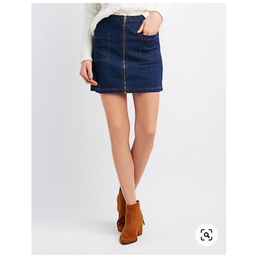 Highway Jeans Zipper Front Denim Skirt Pockets